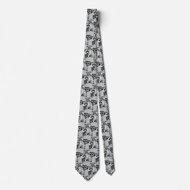 Cute Racoon Family Animal Nature Art Tie (Front)