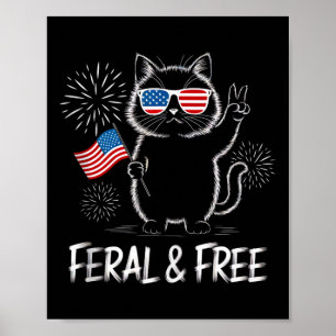 Cute Racoon Feral But Free 4th Of July Youth Men  Poster