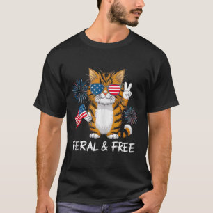 Cute Racoon Feral But Free 4th Of July Youth Men T-Shirt
