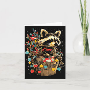 Cute Racoon Festive Winter Scenery Forest Animal Card