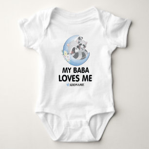 Cute Racoon Flower My Baba Loves Me Baby Bodysuit