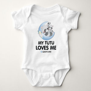 Cute Racoon Flower My Tutu Loves Me Baby Bodysuit