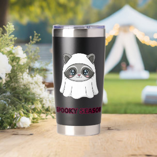 Cute Racoon Ghost Spooky Season Halloween Sweatsh Insulated Tumbler