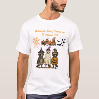 Cute Racoon Halloween Party 1776 – Funny Spooky  T-Shirt