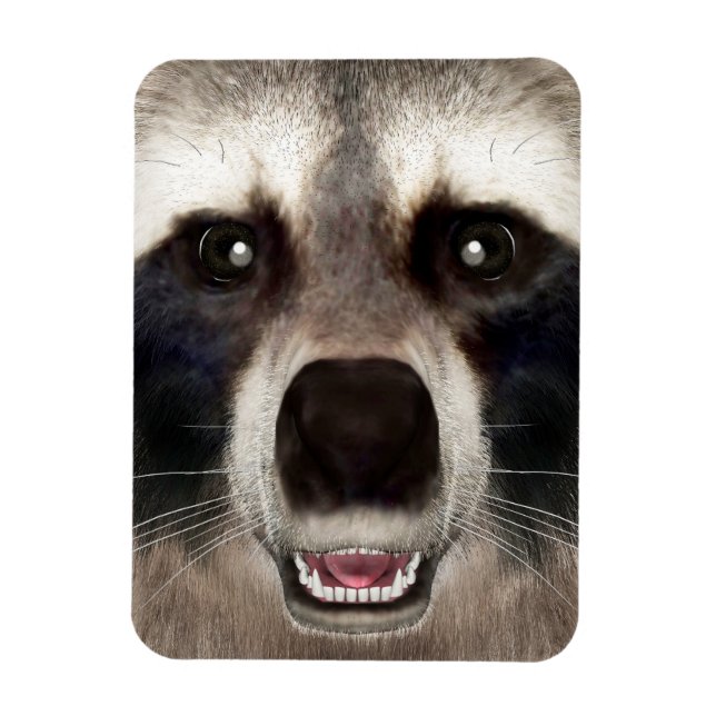 Cute Racoon Head Funny Animal Portrait Magnet (Vertical)
