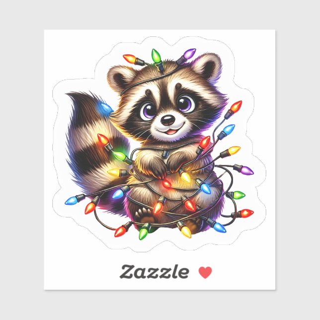 Cute Racoon in Christmas Lights (Sheet)