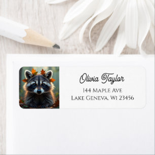Cute Racoon in Fall Leaves Return Address Label