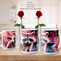 Cute Racoon In Red Forest By Stream 15 oz.