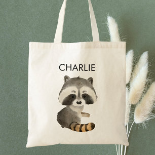 Cute Racoon Kids' Personalised Tote Bag