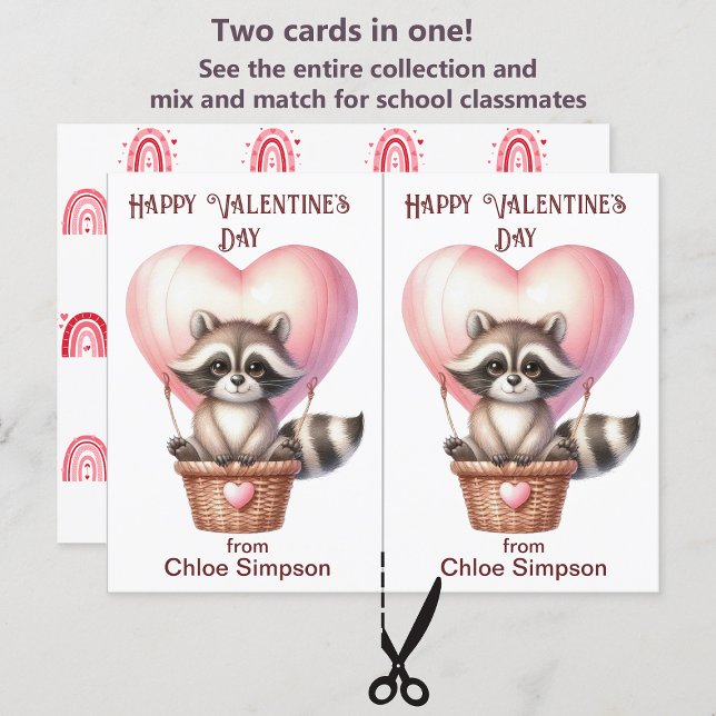 Cute Racoon Kid's Valentine Classroom Card (Creator Uploaded)
