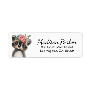 Cute Racoon Label Return Address Label