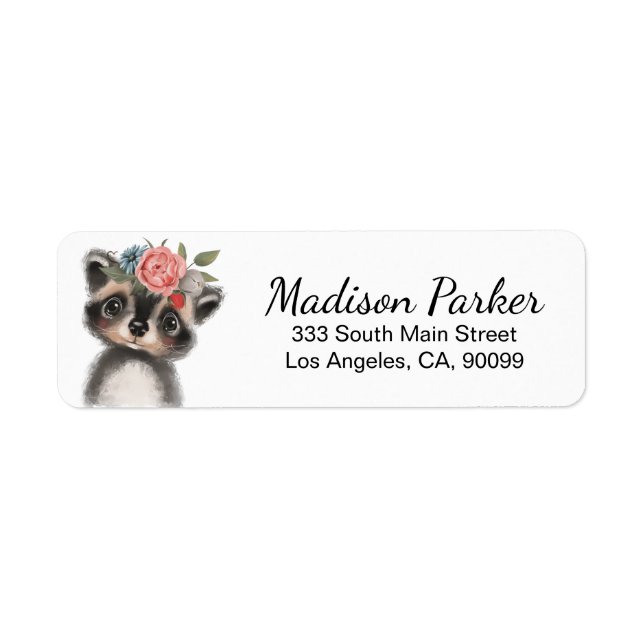 Cute Racoon Label Return Address Label (Front)