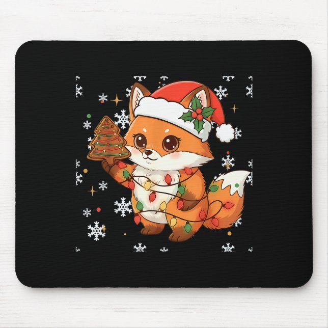 Cute Racoon Lights Tree Cake Funny Xmas Merry Chri Mouse Pad (Front)