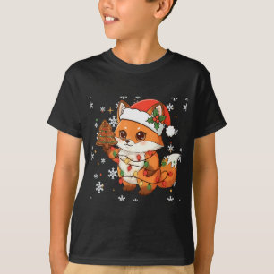 Cute Racoon Lights Tree Cake Funny Xmas Merry Chri T-Shirt
