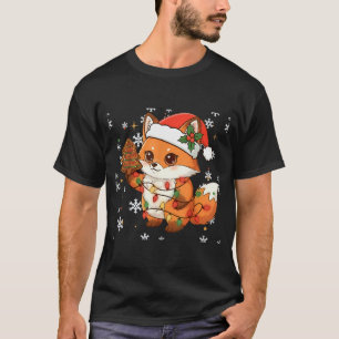 Cute Racoon Lights Tree Cake Funny Xmas Merry Chri T-Shirt