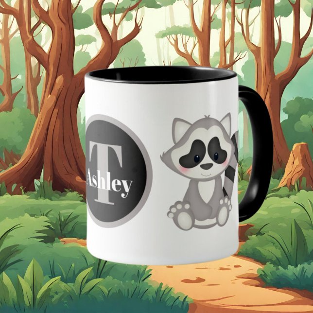 Cute racoon lovers add monogram mug (Creator Uploaded)