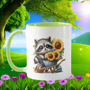 Cute racoon lovers add monogram  mug