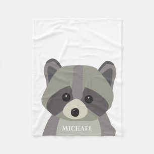 Cute Racoon Modern personalised Baby Fleece Blanket