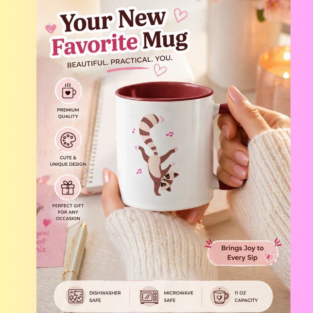 cute racoon mug Cute Dancing Racoon Mug –Funny B (Creator Uploaded)