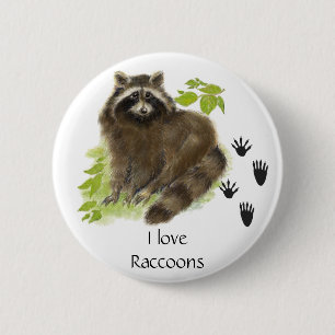 Cute Racoon Nature 6 Cm Round Badge