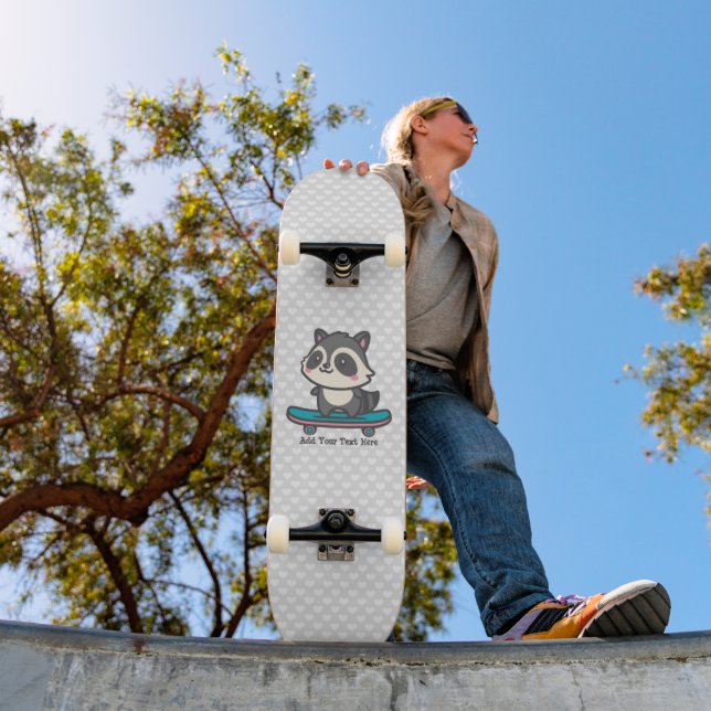 Cute Racoon on a Skateboard Personalised Text  (Outdoor 1)