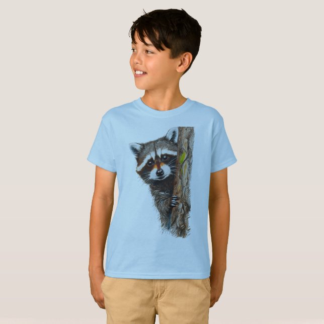 Cute Racoon on Tree Kids’ T-Shirt (Front Full)