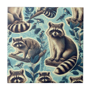 Cute Racoon Pattern Ceramic Tile
