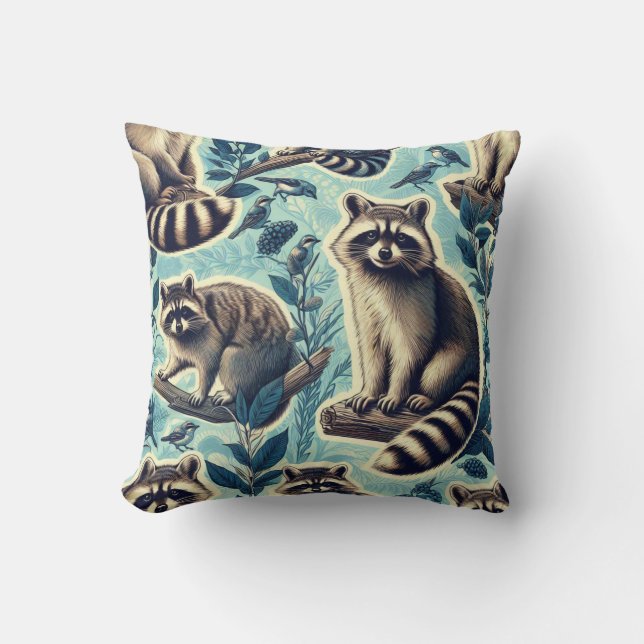 Cute Racoon Pattern Cushion (Front)
