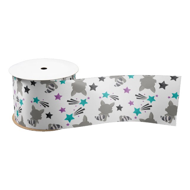 Cute Racoon Pattern Satin Ribbon (Spool)
