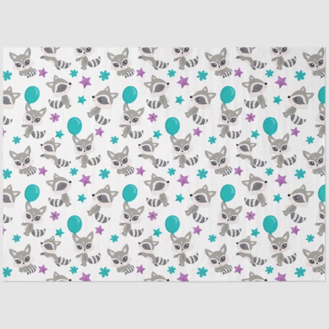 Cute Racoon Pattern Tissue Paper (Front)