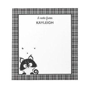 Cute Racoon Plaid Notepad