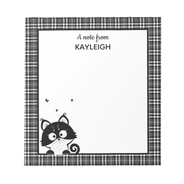 Cute Racoon Plaid Notepad (Front)