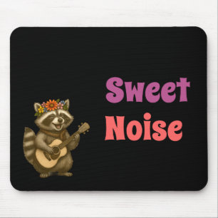 Cute Racoon Playing Guitar Unique Animal Design Mouse Pad