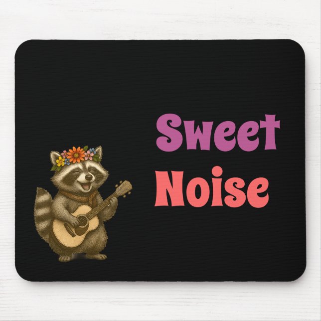 Cute Racoon Playing Guitar Unique Animal Design Mouse Pad (Front)
