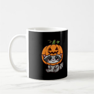 Cute Racoon Pumpkin Hat Halloween Coffee Mug