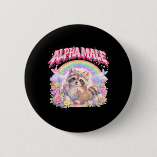 Cute Racoon Rainbow Floral Funny for Men Women 6 Cm Round Badge