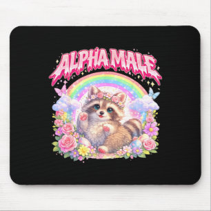 Cute racoon rainbow floral funny for men women mouse pad