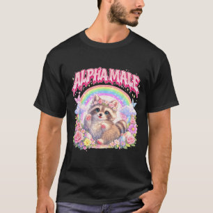 Cute Racoon Rainbow Floral Funny for Men Women T-Shirt