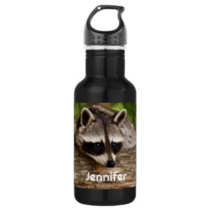 Cute Racoon Resting on a Log 532 Ml Water Bottle