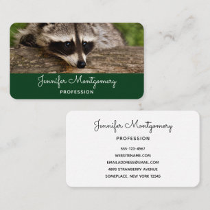 Cute Racoon Resting on a Log Business Card