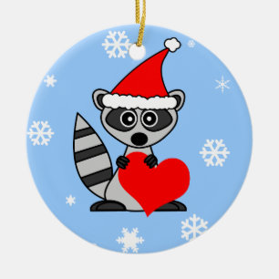 Cute Racoon Santa Hat Christmas Ornament