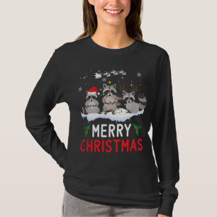 Cute Racoon Santa Reindeer Christmas Funny Pajama T-Shirt