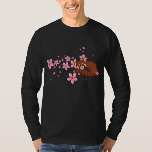 Cute Racoon Sleeping Sakura Blossom Florists T-Shirt