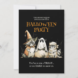 Cute Racoon Spooky Squad Funny Halloween Party Invitation