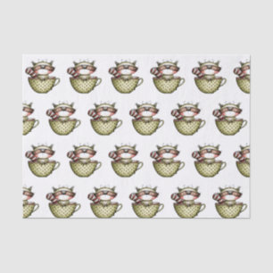 Cute Racoon Teacup Whimsical Woodland Tissue Paper