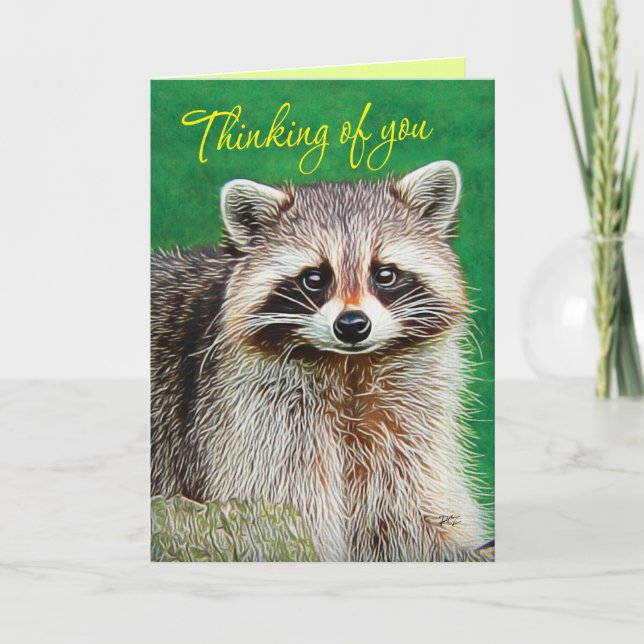 Cute Racoon Thinking of You Card (Front)