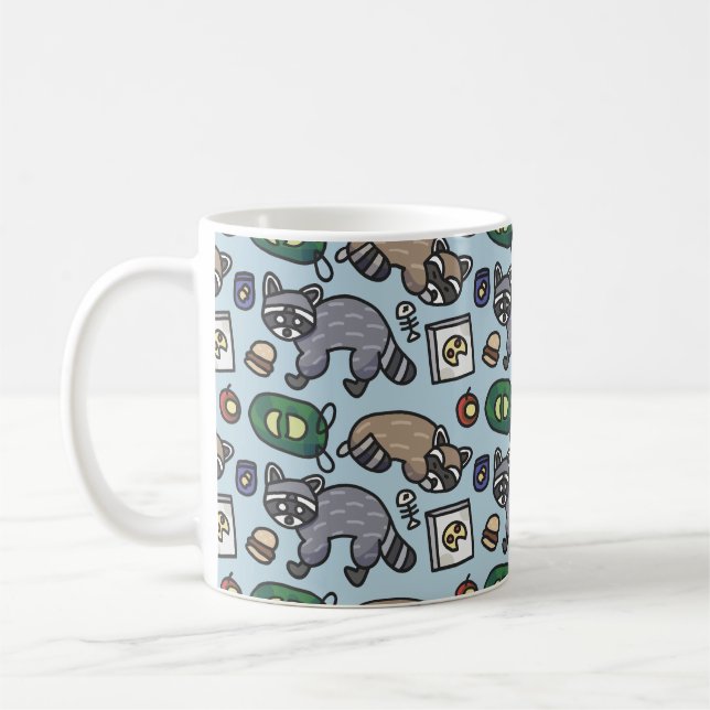 Cute Racoon "Trash Panda" Pattern Coffee Mug (Left)