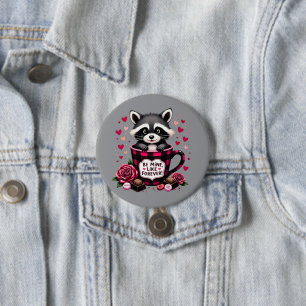 Cute Racoon Valentine Buffalo Plaid Aesthetic 7.5 Cm Round Badge