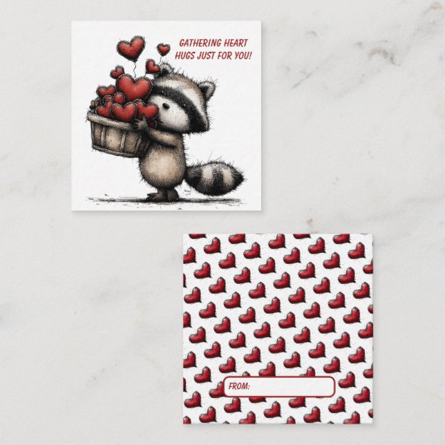 Cute Racoon Valentine Card (Front/Back)