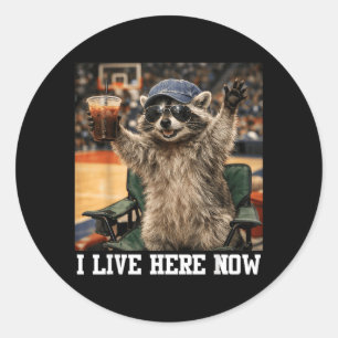 Cute Racoon Watch Basball Game Funny Quote Fan Classic Round Sticker